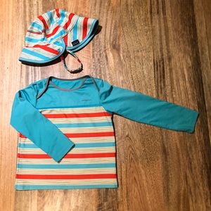 Patagonia rashguard and matching sun hat